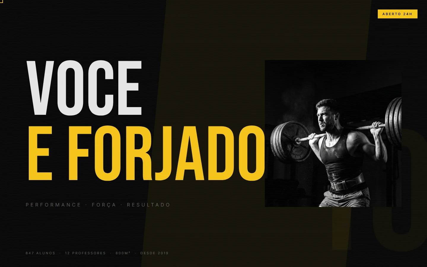 FORJA — landing page de academia com posicionamento de performance como produto